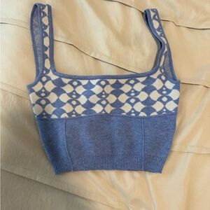 Princess Polly Cizzi Geo Knit Top in Blue/White